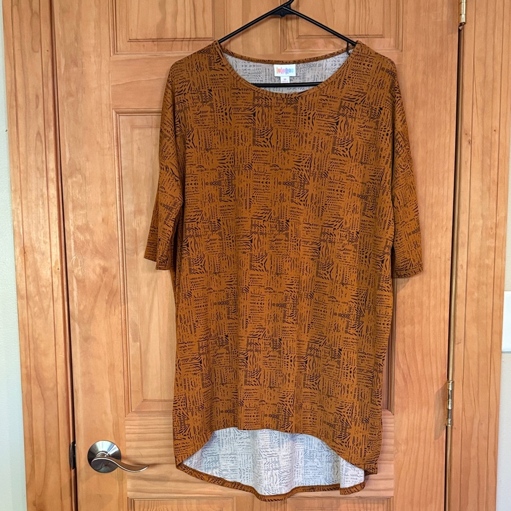 LuLaRoe Brown Patterned Tunic Top
